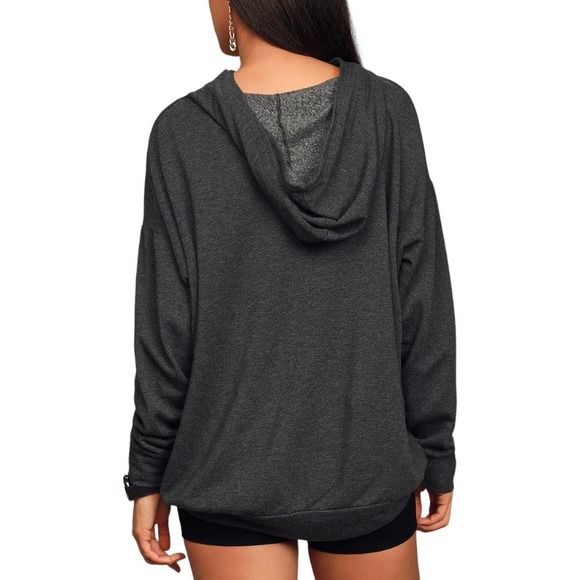 NWT Lulus Personal Best Heather Charcoal Grey Pullover Hoodie - Picture 8 of 8